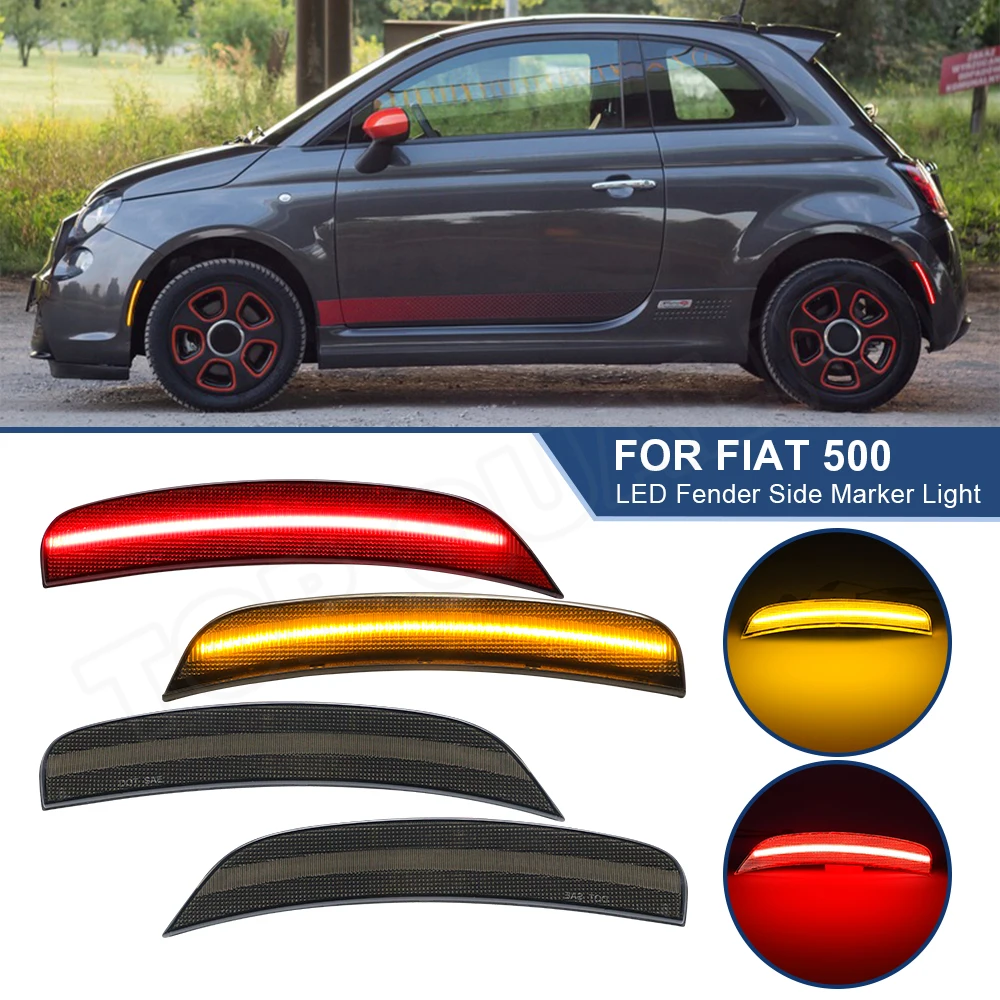 For Fiat 500 Sport 2011 2012 2013 2014 2015 2016 2017 LED Side Marker Lights 4PCS Bumper Fender Front Amber Rear Red