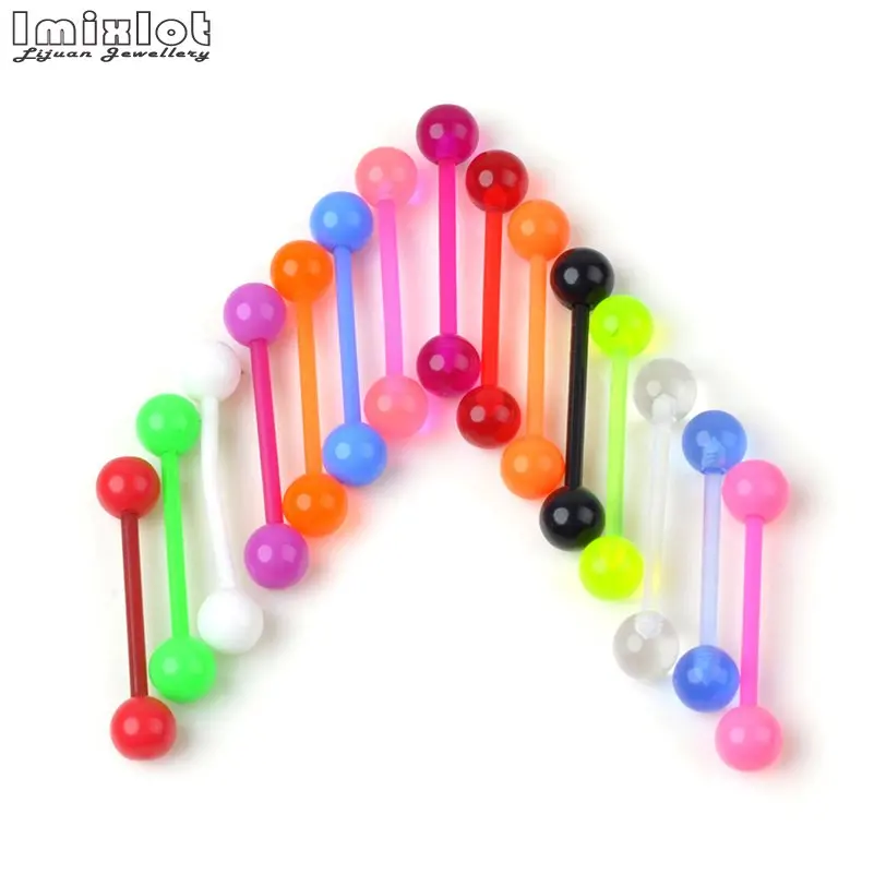 10 шт. гибкая штанга для пирсинга многоцветное кольцо языка/жима/бров/носа модное