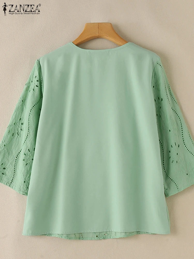 Женская блузка ZANZEA с вышивкой и v-образным вырезом