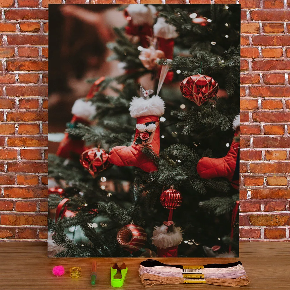 

Christmas Tree Printed 11CT Cross Stitch Embroidery Kit DMC Threads Sewing Needlework Handiwork Handicraft Home Decor Jewelry