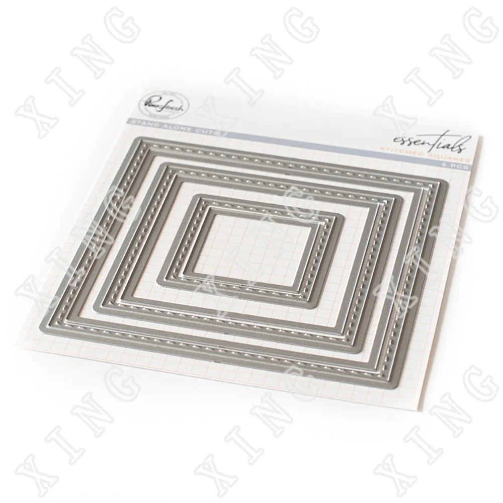 

2022 New Spring Stitched Squares Metal Cutting Dies Diy Craft Paper Scrapbooking Greeting Card Diary Decoration Embossing Molds