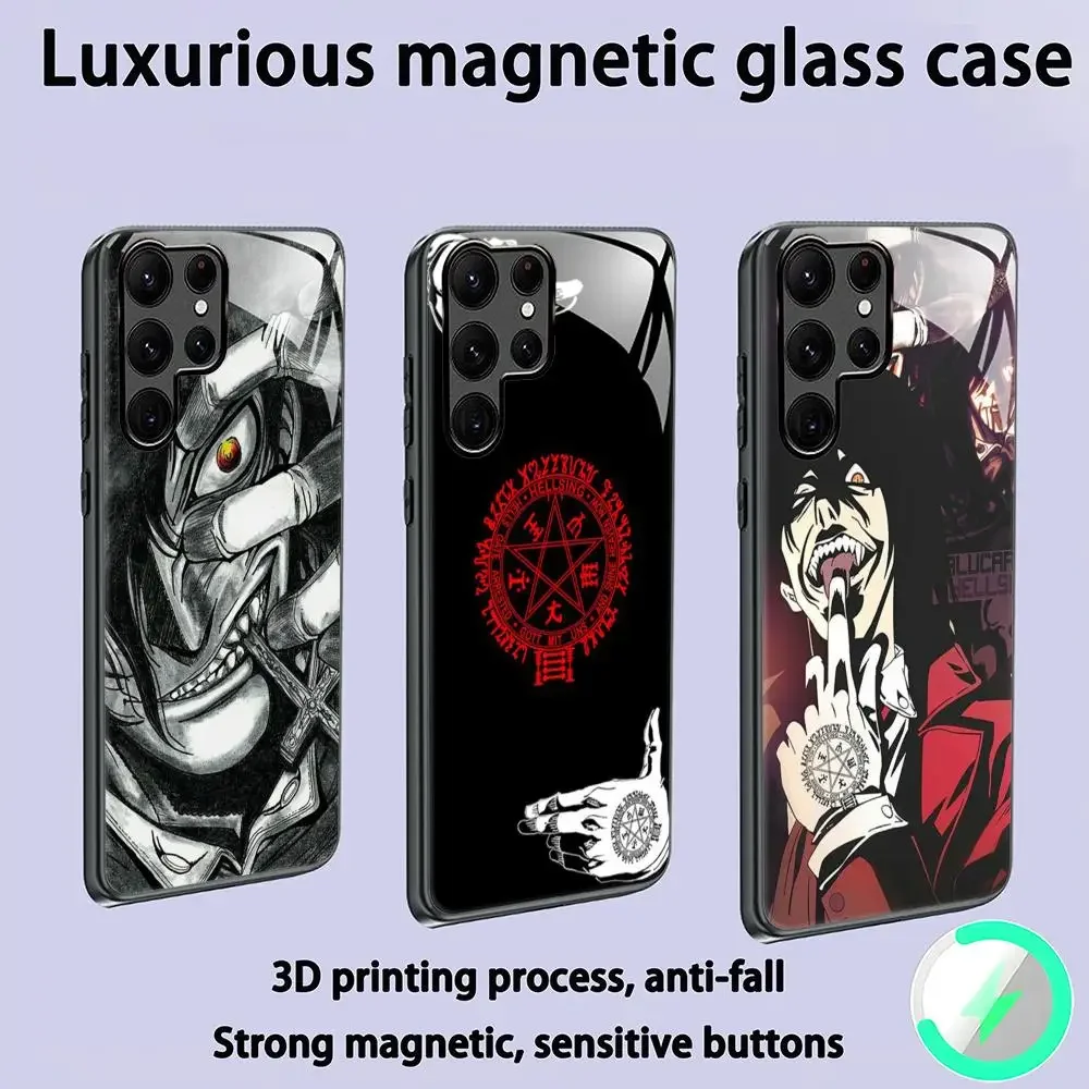 Фото GGT GOOF аниме Alucard Hellsing чехол для телефона Samsung S25 S24 S23 S22 S21 S20 Plus Ultra Note20 стеклянный магнитный чехол №1