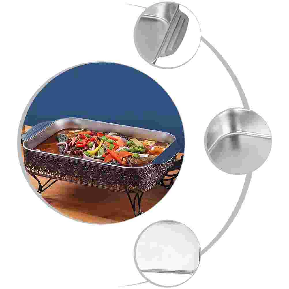 

Pan Grill Plate Tray Stainless Steel Dish Baking Bbq Sheet Grilling Cooking Barbeque Rectangular Serving Vegetable Steamer