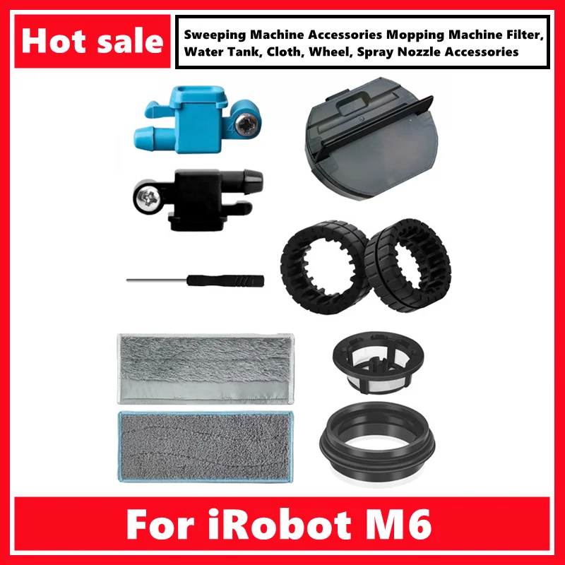 Фото Аксессуары для подметальной машины iRobot M6, фильтр для уборки, резервуар для воды, ткань, колесо, аксессуары для распылителя №1