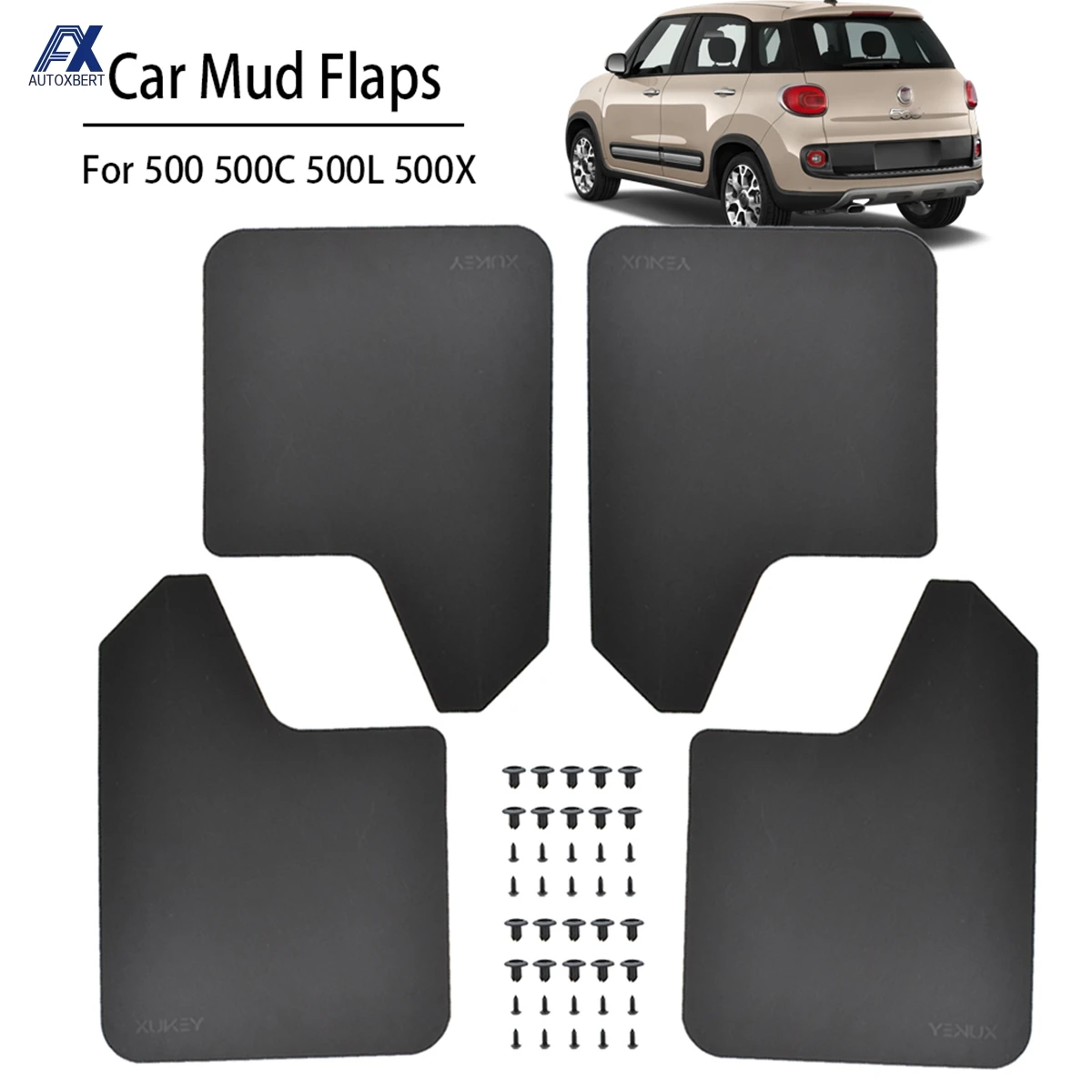 

15 "x 11,5" черный/красный ралли Брызговики для Fiat 500 500C 500L 500X abarth Racing Брызговики крыло W/зажимы