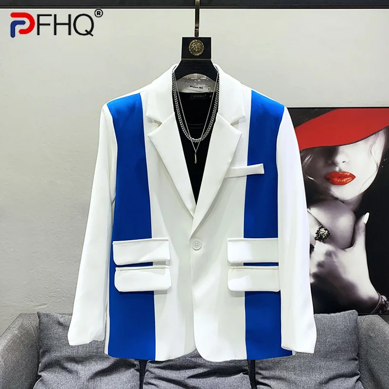 

PFHQ 2023 модный Мужской дизайнерский оригинальный Повседневный пиджак высокого качества модный контрастный пиджак корейские весенние топы пэчворк