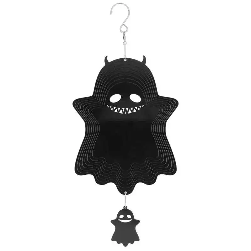 

3D Halloween Ghost Wind Spinners Stainless Steel Wind Bell Ghost Wind Chimes Pendant Halloween Decoration for Garden Yard