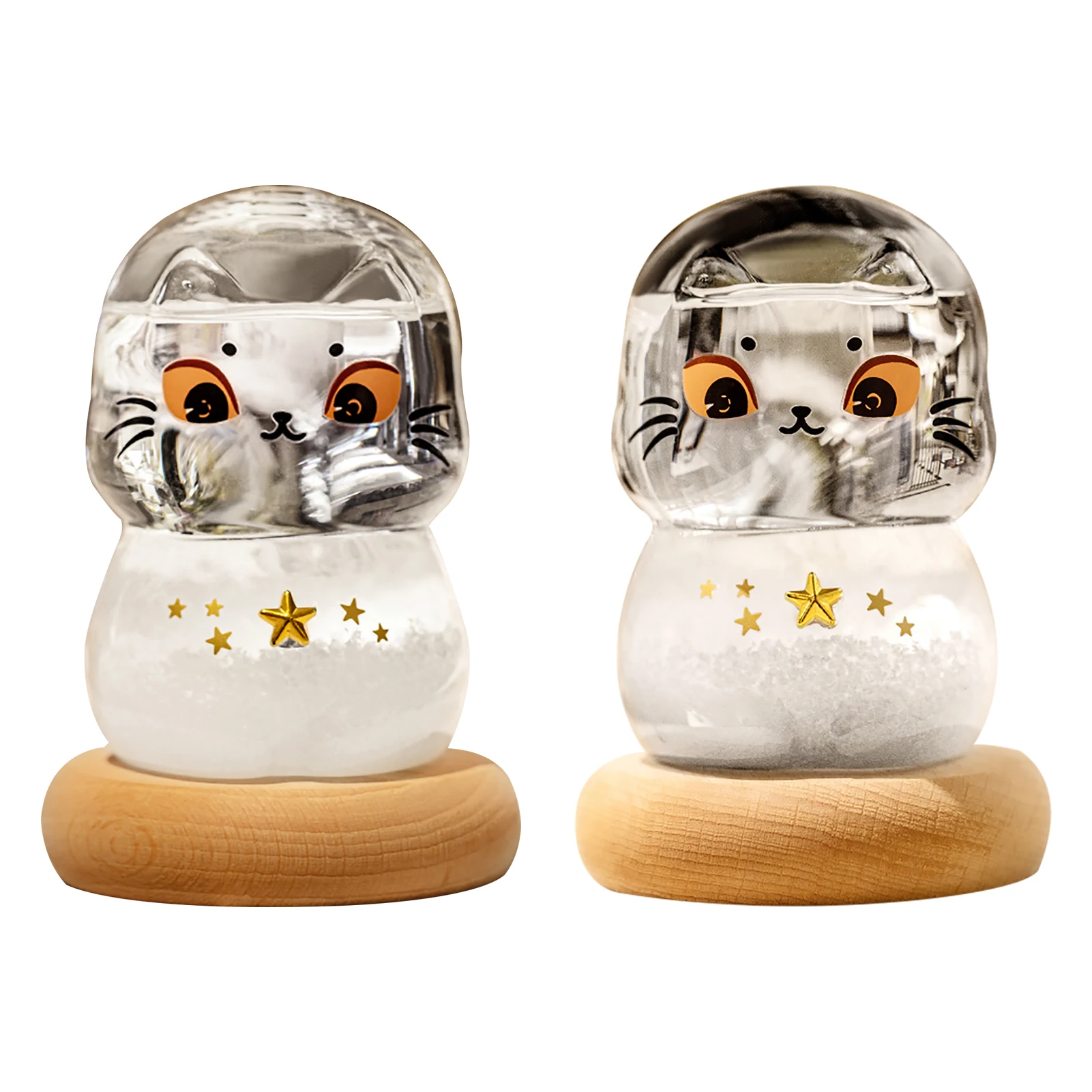 

Новинка, стеклянная настольная бутылка для прогноза погоды Cat Storm, стеклянный прогнозный датчик погоды с резной деревянной основой, баромет...