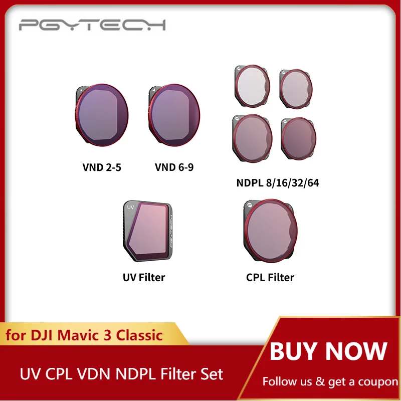 

Набор фильтров PGYTECH для DJI Mavic 3 ClassicUV CPL VDN NDPL, Профессиональный фильтр для DJI Mavic 3 Classic