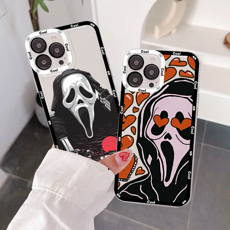 

Ghost Face Phone Case For IPhone 11 12 13 14 Mini Pro Max XR X XS TPU Clear Case For 8 7 6 Plus SE 2020