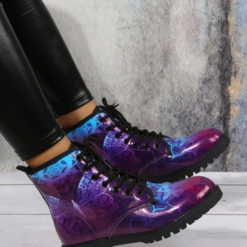 

Модные женские ботинки OKKDEY в стиле «Dr. Martens», женская модель 35-46 с принтом, Новинка осени 2022, женские Универсальные ботинки на низком каблуке ...