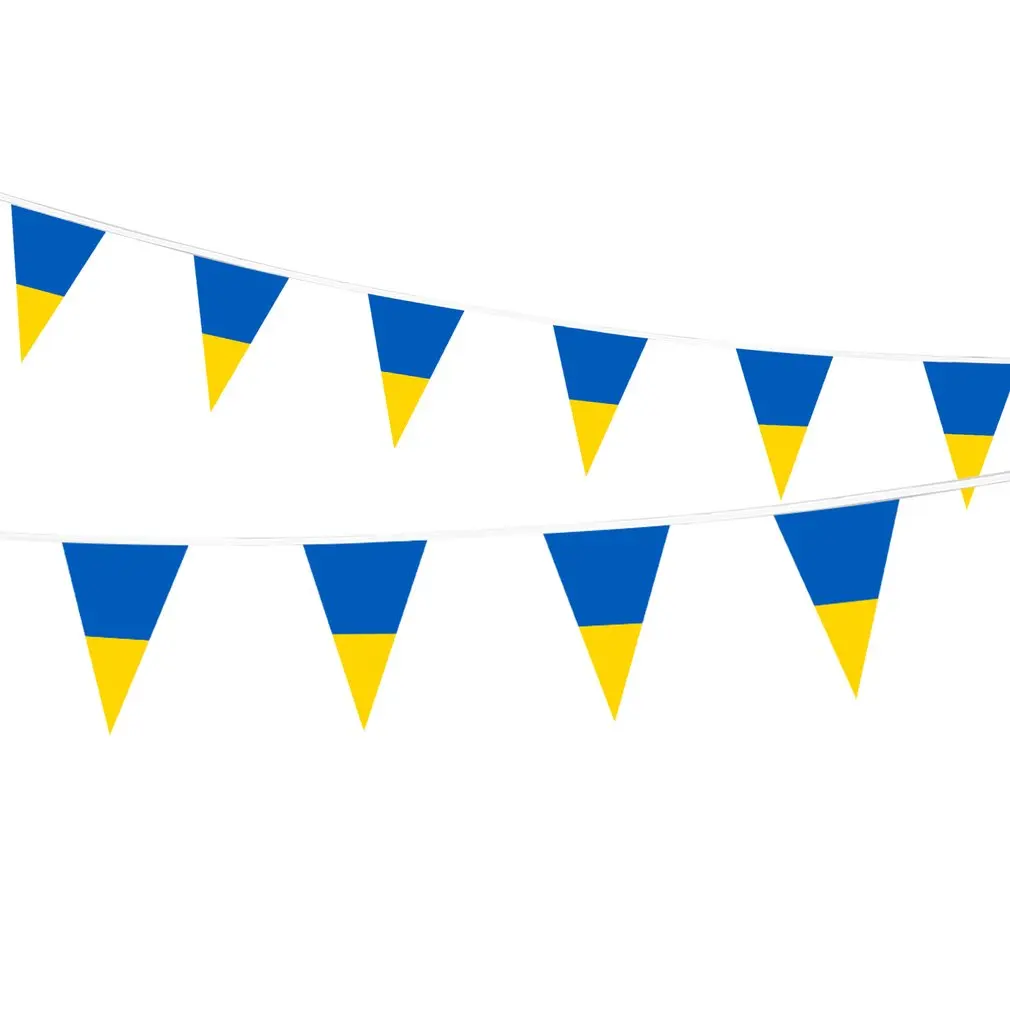 

Гирлянда из Украины, треугольная гирлянда, украинский треугольный национальный флаг, баннер, парадный праздничный декор, 10 м, 15 сторон