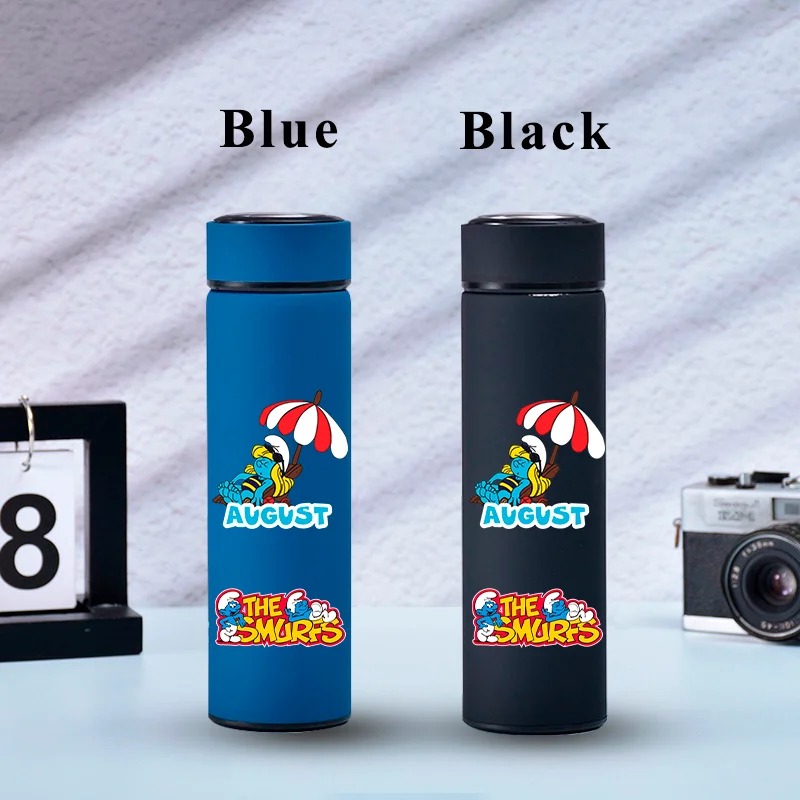 500ML Smurfs Season Cartoon Insulated Bottle Portable Outdoor Drinking Cup Children's Sports Camping Leak Proof Water