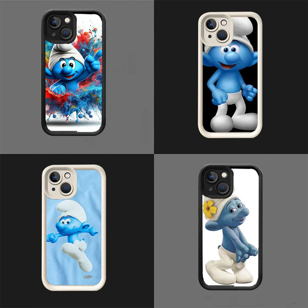 WR-62 Smurfs White Stepped TPU Case For OPPO A17 58 60 73 76 77 94 98 Reno8 10 11 Find X3 Pro Plus