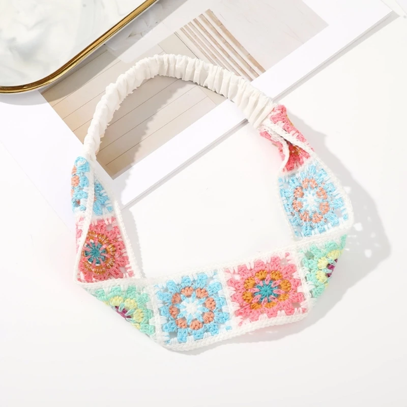 

Summer Outdoor Bandana Woman Crochet Hairband Flower Pattern Hairband for Women Drop Shipping