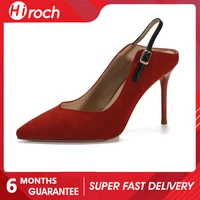 hiroch pointed toe high heels womens stiletto back empty sandals spring and summer new womens shoes