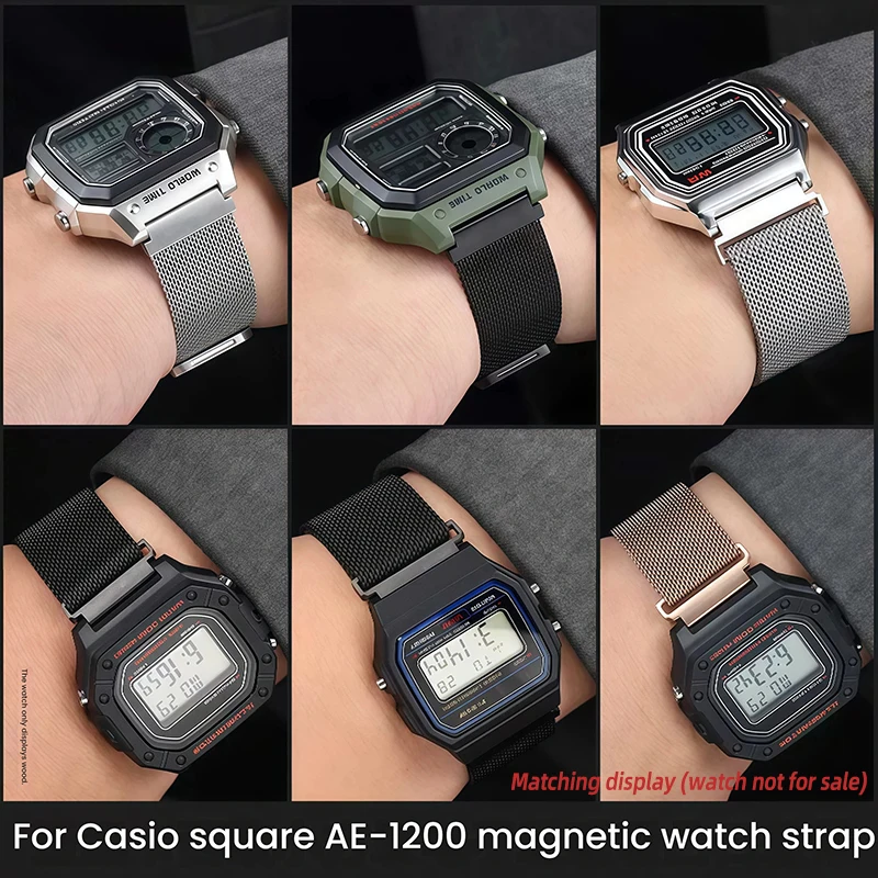 Дышащий сетчатый ремешок Milan из нержавеющей стали 18 мм для Casio AE-12001300 A158159 W-216H A168F91W, металлический ремешок для часов с магнитной застежкой (art.: 3920da46e5aba) - 3920da46e5aba