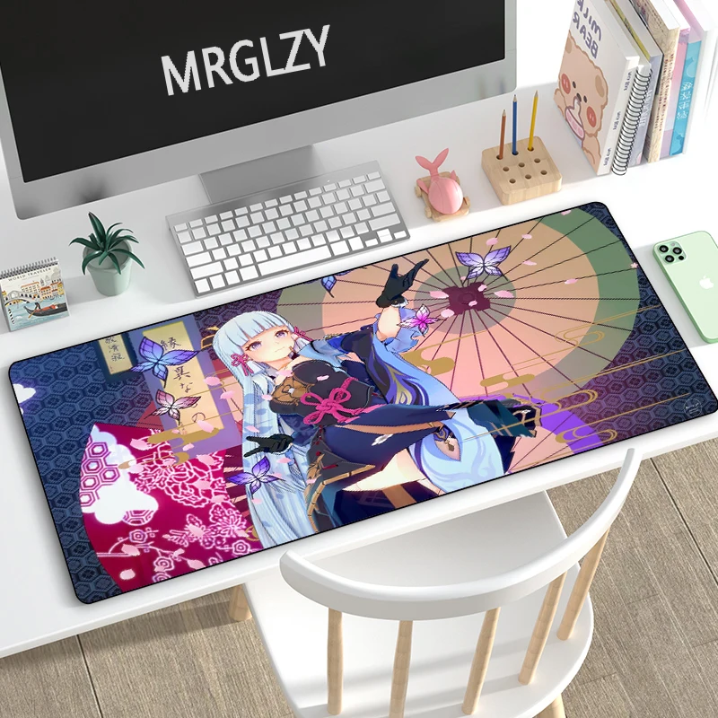 hot sale cute girl ayaka anime mouse pad genshin impact large mousepads gaming accessoroes laptop mechanical keyboard desk mat free global shipping
