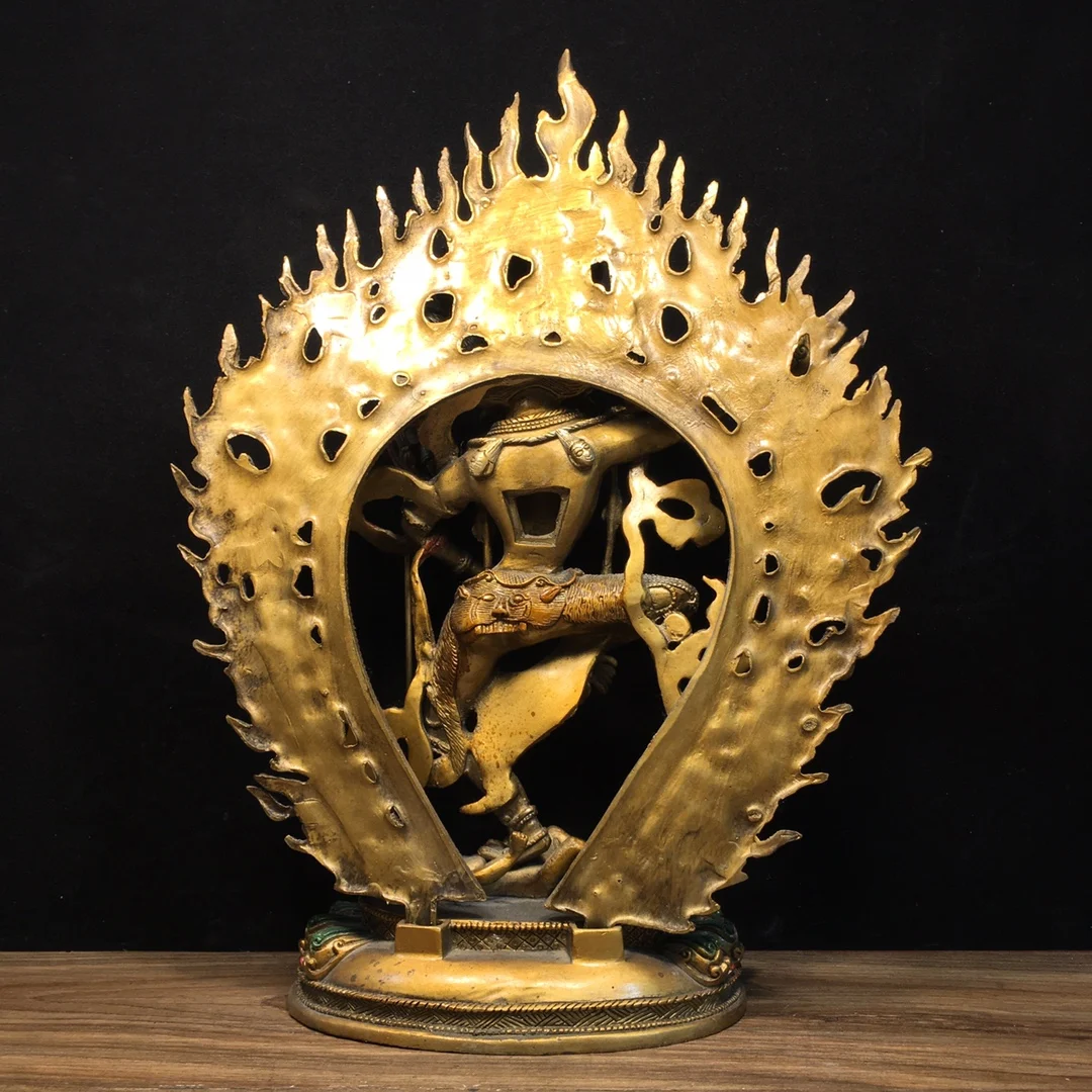 14-дюймовая коллекция тибетского храма старая бронза окрашенная Наро Кехри