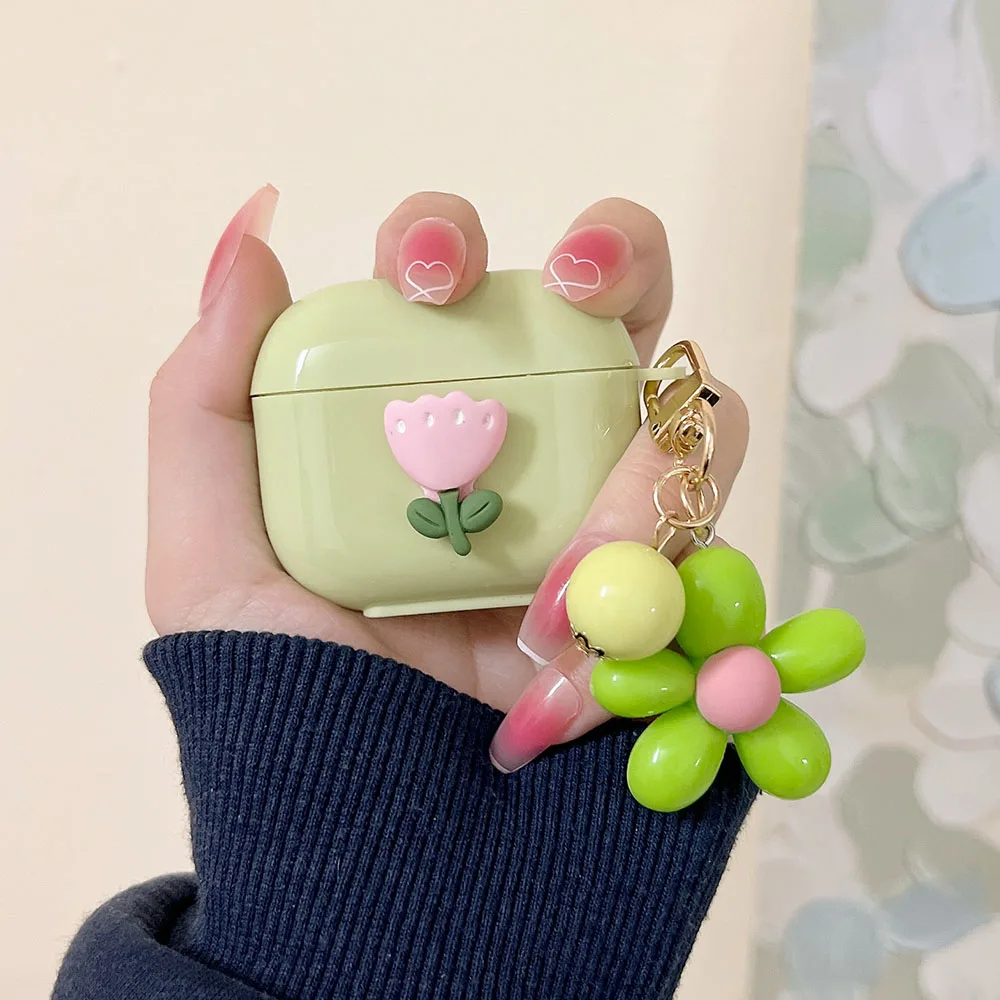 

Роскошный чехол с цветком тюльпана для Apple Airpods 2 3, Симпатичный мягкий чехол для AirPod Pro, аксессуары для беспроводных наушников с искусственны...