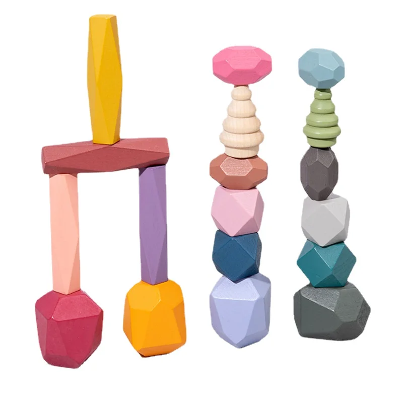 

36pcs New Wooden Colored Stone Jenga Exercises Children's Hands-on Power Patience Educational Toy Safe Non-toxic KidsToys