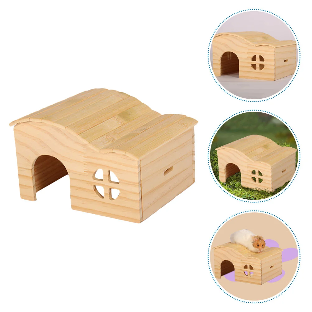 

Hamster Housewood Guinea Hideout Animal Cagecabin Habitat Hiding Toy Hide Platforms Hut Play Mice Pet Cabins Shelterhideawaybath