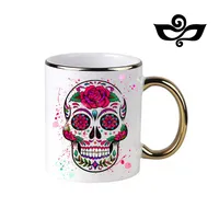 Mexican Sugar Skull Mug Friends Gifts for Girlfriend Wife Husband Couple Coffee Mug Tea Cup Ceramic Teaware Drinkware Coffeeware