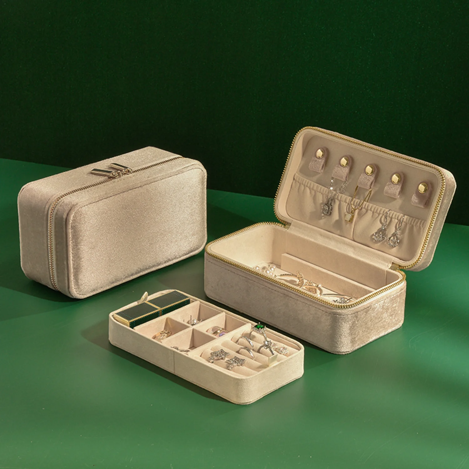 

TAIMY двухслойная дизайнерская бархатная шкатулка для ювелирных изделий, портативная дорожная шкатулка для колец, серег, ожерелий, персонализированный подарок, бесплатный Пользовательский логотип