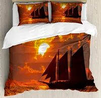 Sailboat Duvet Cover Queen King A Boat Sailing In Front of A Sunset In Key Tropical West Florida Polyester Quilt Cover Orange