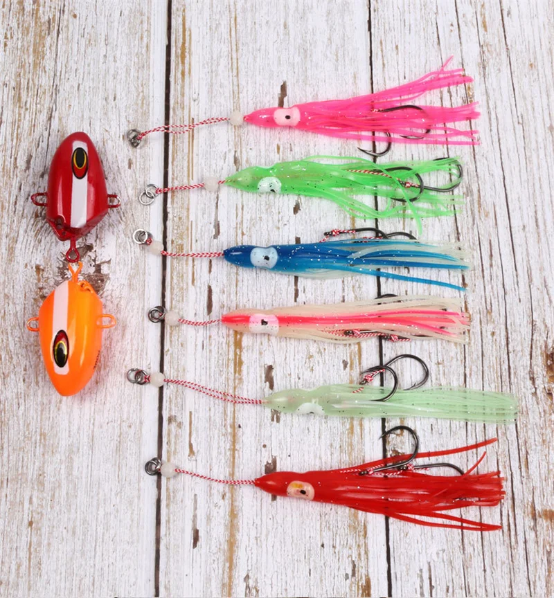 

1pcs Hard Fishing Lure Fish Bait Color Squid High Carbon Steel Hook Octopus Crank For Artificial Tuna Sea Allure Tool