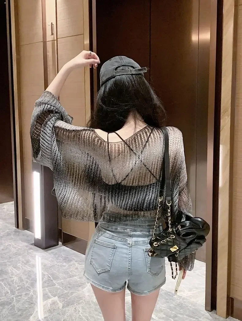 Пуловеры женские пикантные свободные для отдыха Модные Пустые простые дышащие