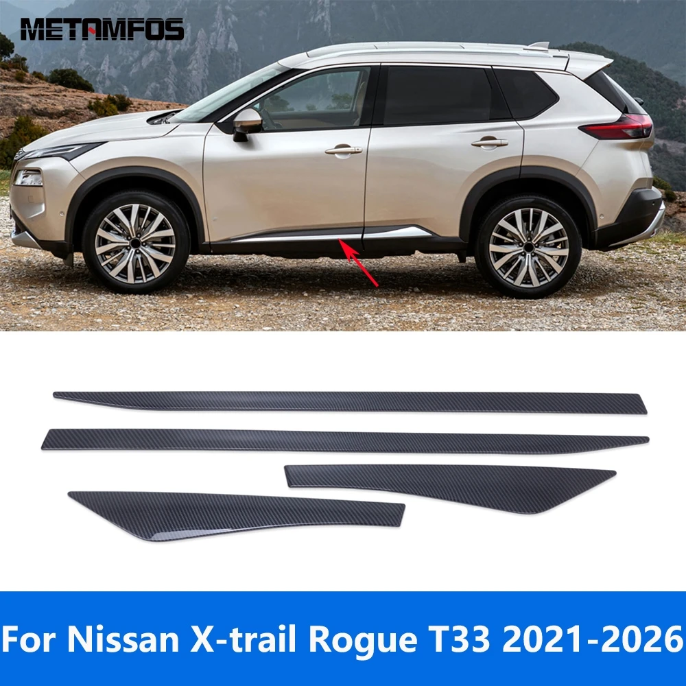 Фото Для Nissan X-trail Xtrail Rogue T33 2021-2025 2026, хромированная полоса боковой линии двери, накладка на кузов, молдинг, наклейка, автомобильные аксессуары №1