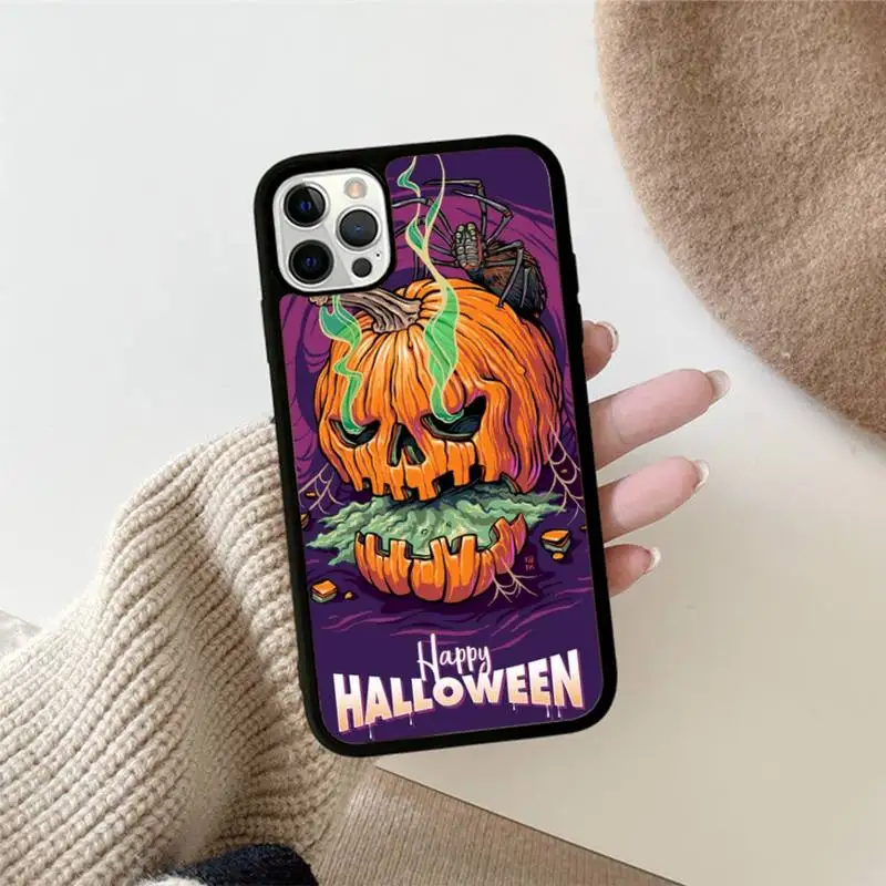 Halloween Pumpkin Phone Case Silicone PC+TPU Case for iPhone 11 12 13 Pro Max 8 7 6 Plus X SE XR Hard Fundas