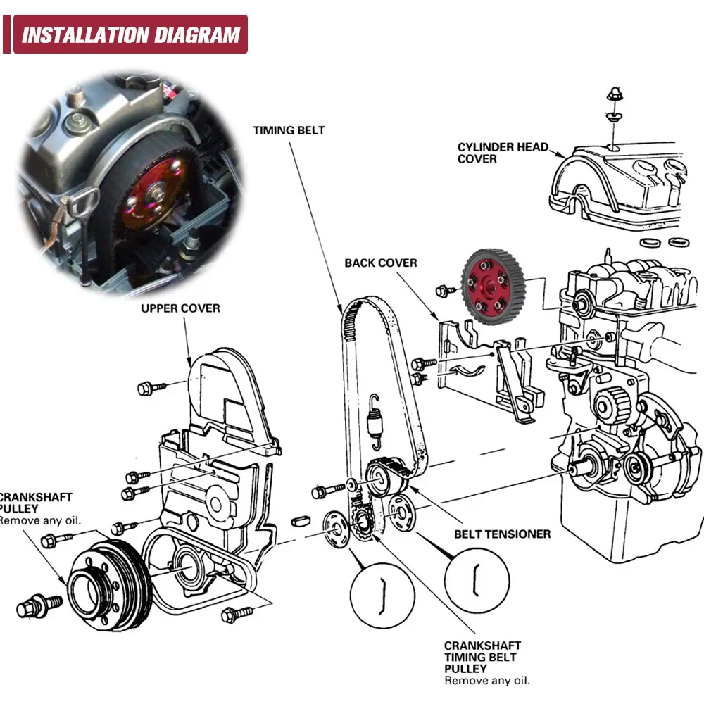 Регулируемая кулачковая шестерня из сплава зубчатая для HONDA SOHC D15/D16 D-SERIES