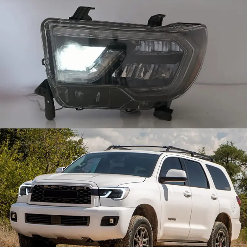 

Car LED Headlight For Toyota TUNDRA 07-13/SEQUOIA 08-17 Front Lamp Daytime Running DRL High Beam Assembly