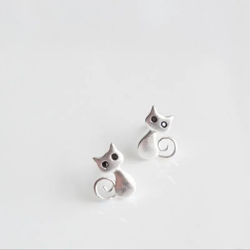 

Silver Color Anime Stud Earrings For Women Cute Cat Earings Sterling-silver-jewelry boucle Earing Personality 2022 New Trend Ri