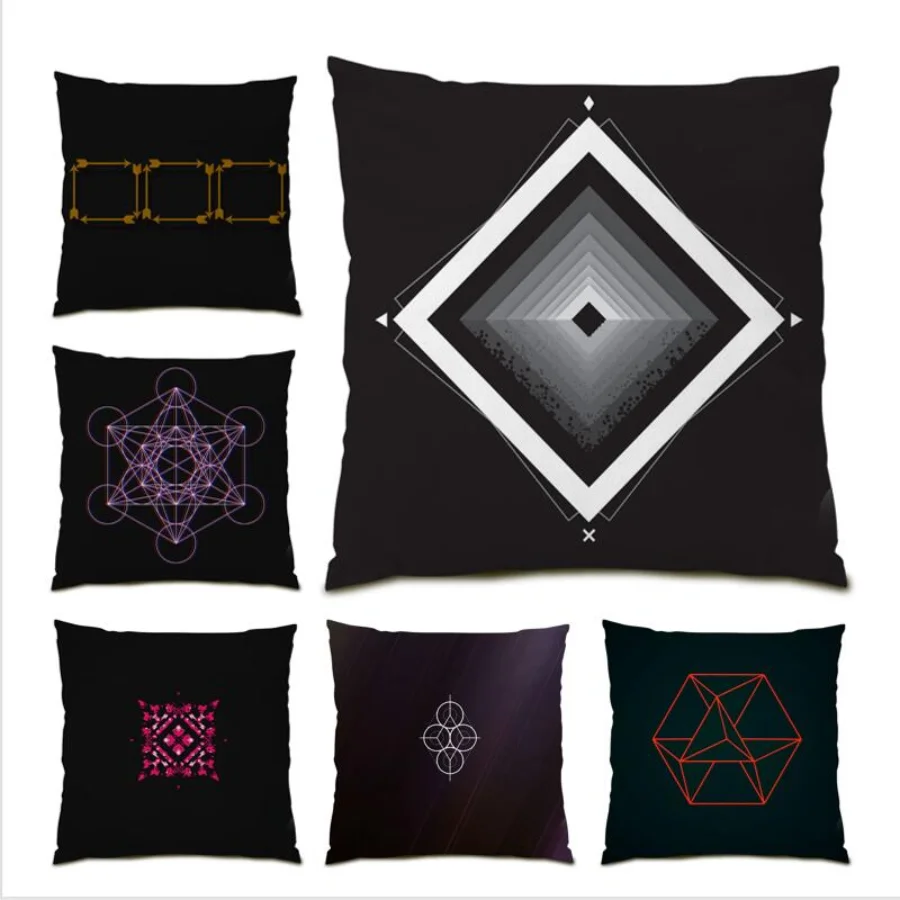 

Color Geometry Cushion Cover 45x45 Geometric Pillow Case Throw Pillow Covers Decoration Home Bed Living Room Decoration E0640