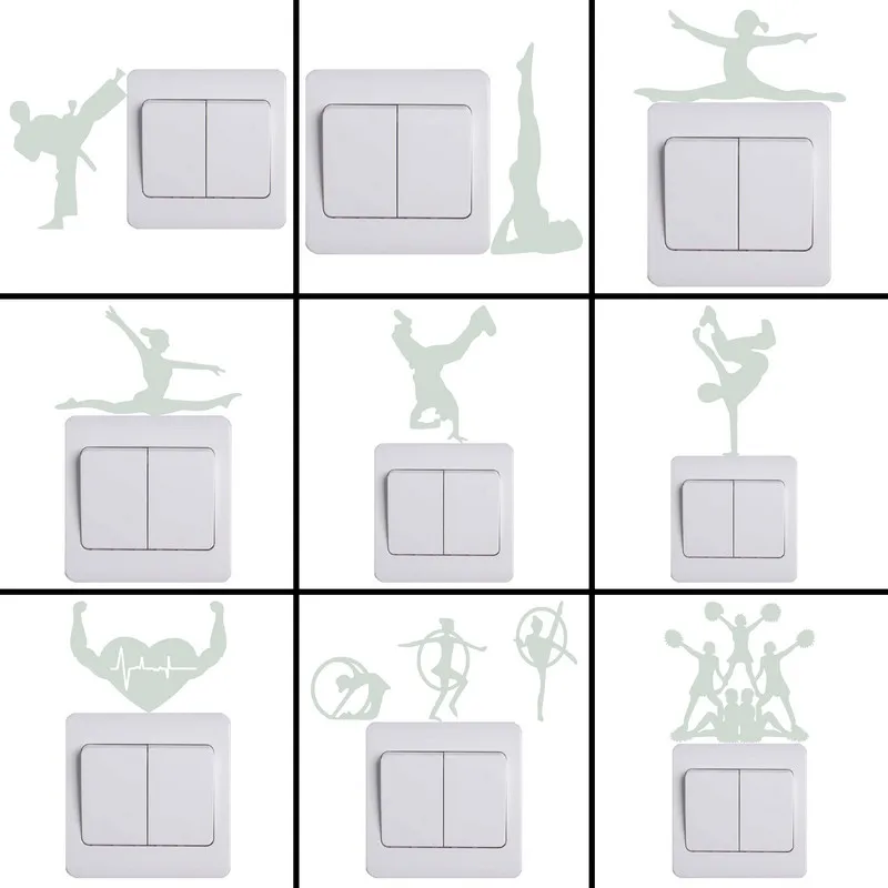 Настенный выключатель светящийся стикер карате Тхэквондо/Йога позы/ритмические