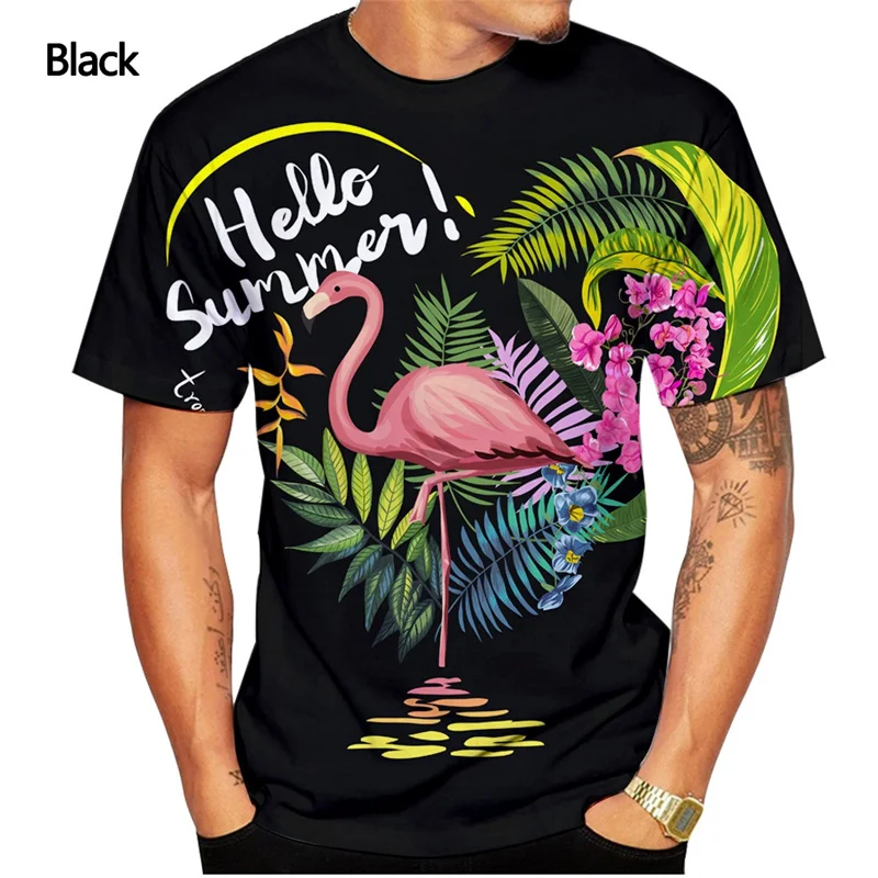 

2023 Summer T Shirts For Men 3D Flamingo Printed Boys Girls Clothing Casual Womens Anime Y2k Tops Short Sleeve Round Neck Tees