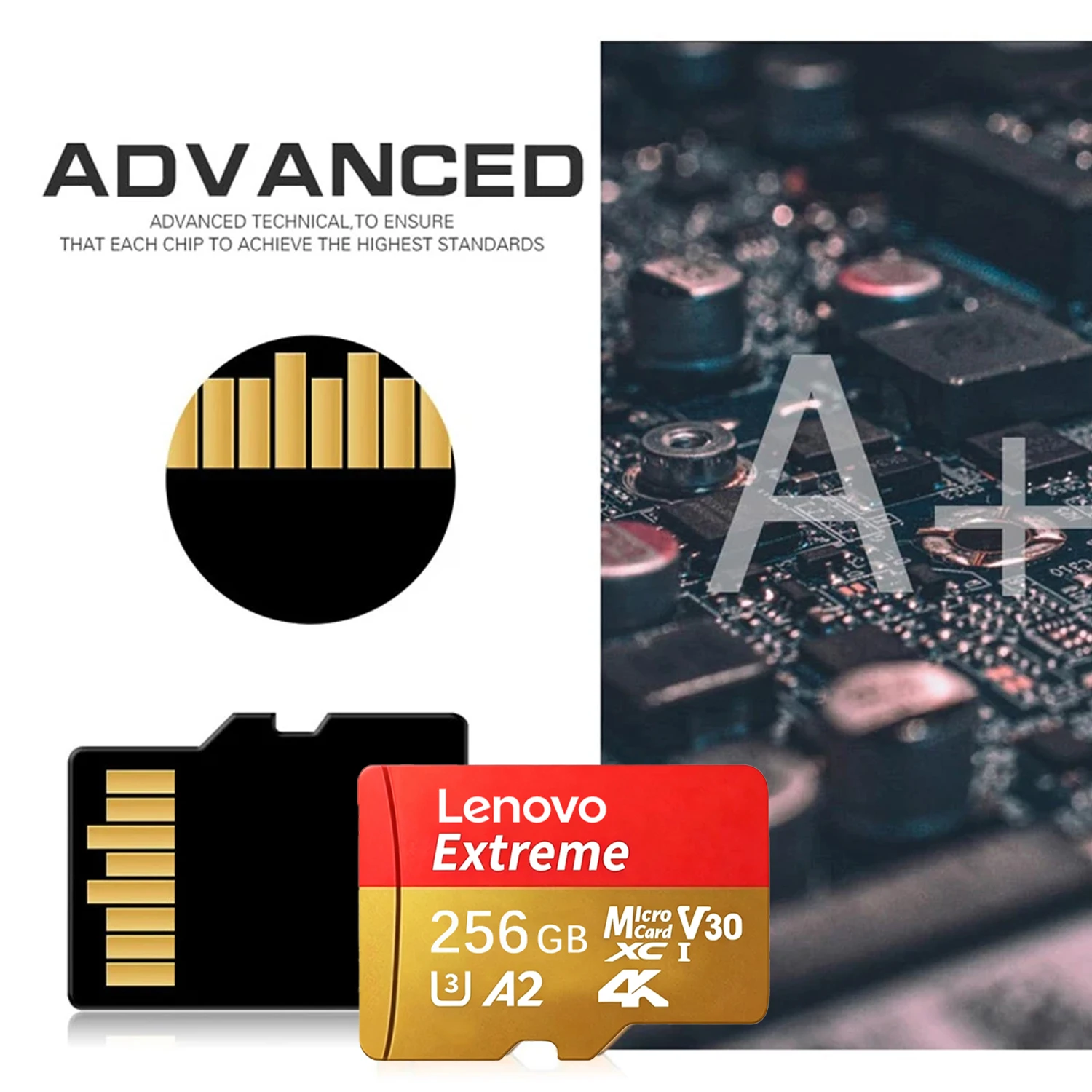 Карта памяти Lenovo Extreme Pro Micro SD 128 ГБ 256 ГБ 512 ГБ, высокоскоростная карта Micro SD V60 U3 TF, Mini SD для телефона и камеры. (art.: 3920dcdc49599) - 3920dcdc49599