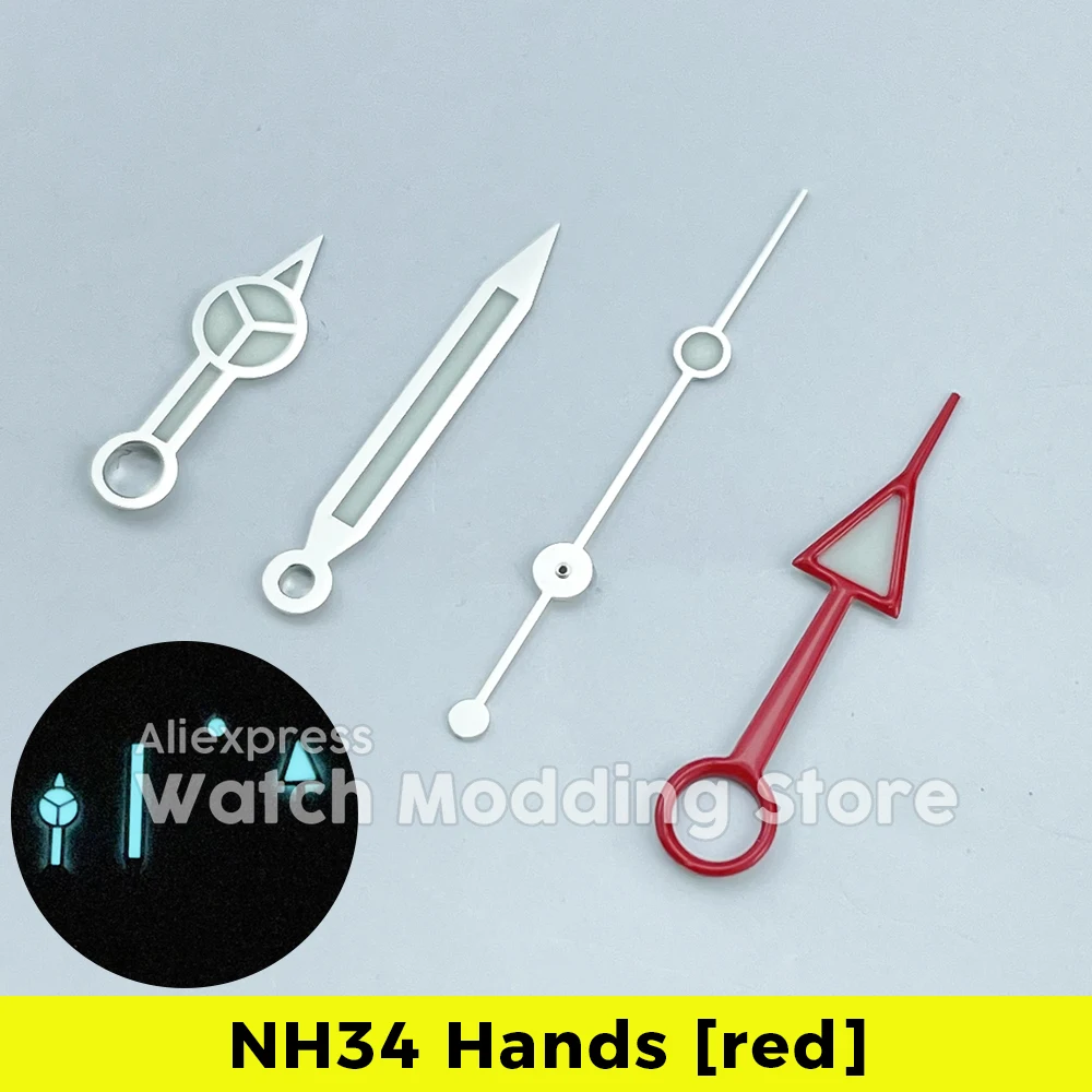 Набор для наручных часов NH34 мод NH34A движение SKX SSK BGW9 Lume 4 руки: Explorer II Red 24 часа на