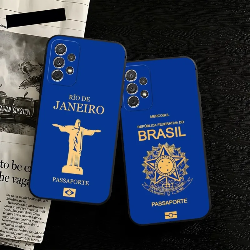 

Brazil Passport Phone Case For Samsung A34 A52 A53 A51 A14 A50 A33 A13 A22 A31 A54 A03S A21 A81 A42 Silicone Back Cover