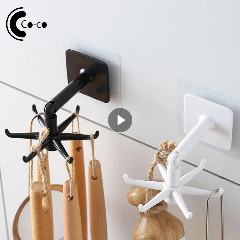 

Kitchen Hook Multi-Purpose Hooks 360 Degrees Punch-free Non-marking Rotated Rotatable Rack For Organizer And Storage Hanger