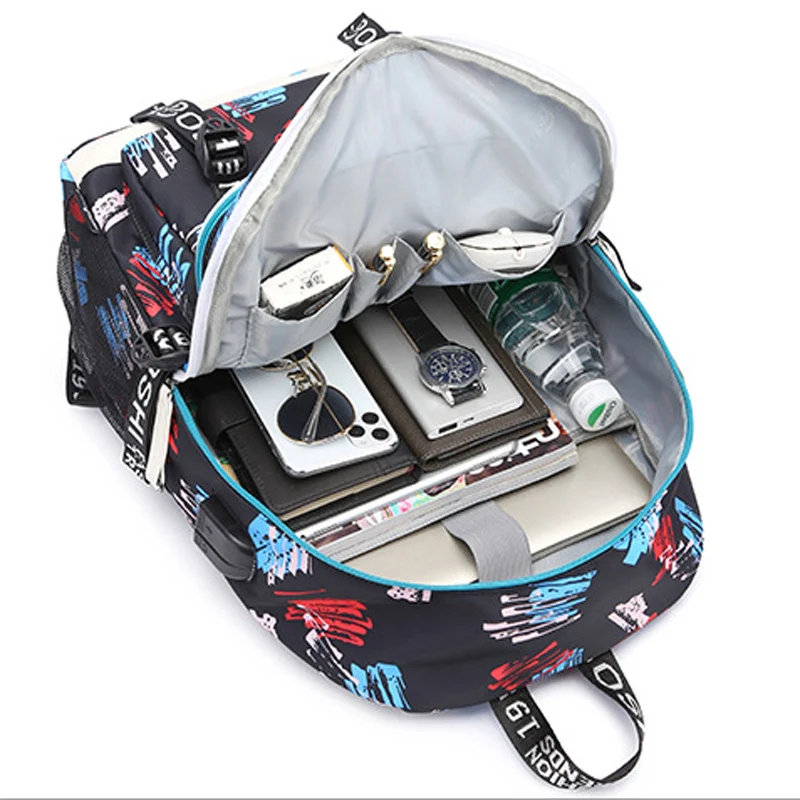 Couple's Backpack USB Large Capacity Oxford Cloth School Bag Can Print Anime Picture Bag mochila escolar niña school backpack
