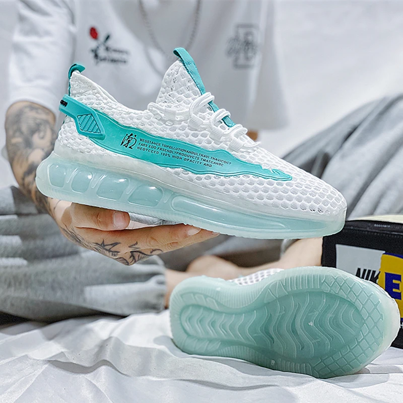 Men Sneakers Lace-up Mesh Breathable Jogging Walking Shoes Ultralight Male Couple Sport Footwear Soft Comfort Tennis Shoes Homme