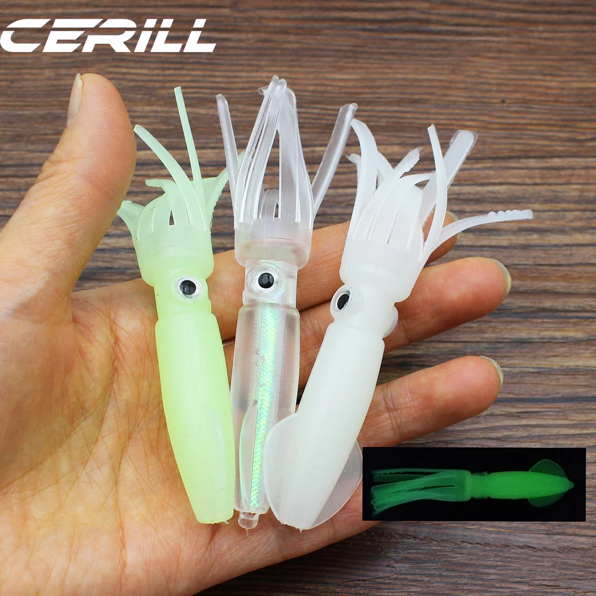 Лот 5 Cerill 31 см 40 г красочный Осьминог Мягкая фотоюбка джиг воблеры силиконовые