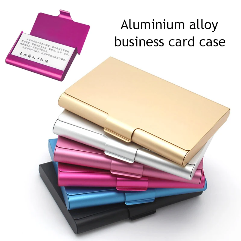 

Creative Stainless Steel Aluminum Business Card Case Metal Solid Color Thickness Box Cover Credit ID Card Holder Men Wallet