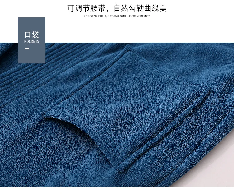 Terry Women's Bathrobe Autumn Winter V Neck Solid Cotton Ladies Kimono With Sashes Long Sleeve Dressing Gown For Couple