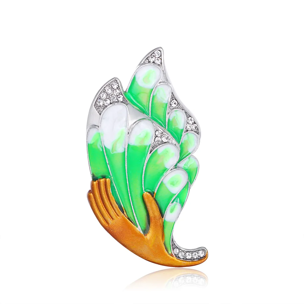 

TULX Enamel Green Leaves Brooches Denim Jackets Backpack Lapel Pin Badge For Women Dance Party Accessories