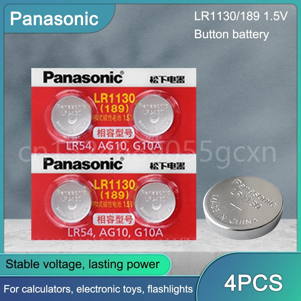 Щелочная батарейка Panasonic 189 LR1130 AG10 SR1130 389 LR54 SR54 1,5 V, 4 шт. Щелочная батарейка Panasonic 189 LR1130 AG10 SR1130 389 LR54 SR54 1,5 V, 4 шт.